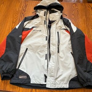 Mens Free Country winter jacket, men’s jacket, men’s, grey, orange, fleece